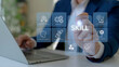 © Parradee - Future Skills Concept. Interfacing future skills such as critical thinking, adaptability, emotional and social intelligence and creative innovation. Digital transformation, reskilling and upskilling.