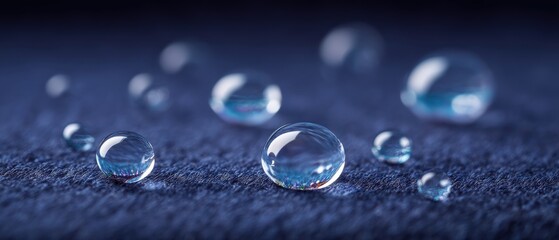 Poster - Water droplets glistening on fabric macro photography indoor setting close-up view nature's beauty