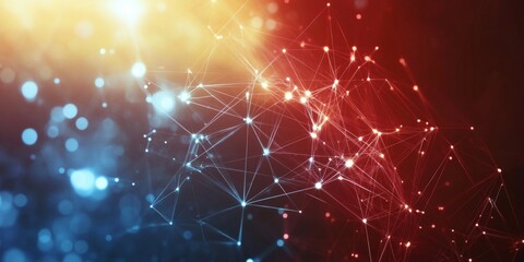 Aufkleber - Abstract Futuristic Network Connecting Dots and Lines in a Modern Technology Background Design