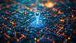 © Akash Tholiya - Blue location pin icon prominently displayed on an urban city map, indicating specific geolocation and direction - Concept of navigation, geolocation technology, and urban planning