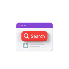 Fototapete - Colorful Search Interface with Red Button and Text on Minimalistic Web Browser Window