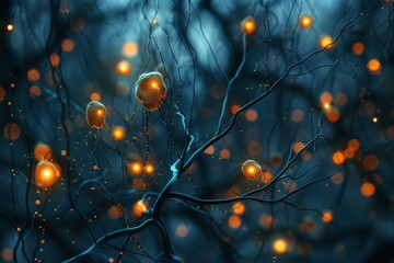 Poster - Complex network of neurons firing and connecting, symbolizing the power of artificial intelligence and deep learning