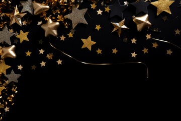 Poster - Christmas decorations forming a festive border on a black background, perfect for holiday greetings
