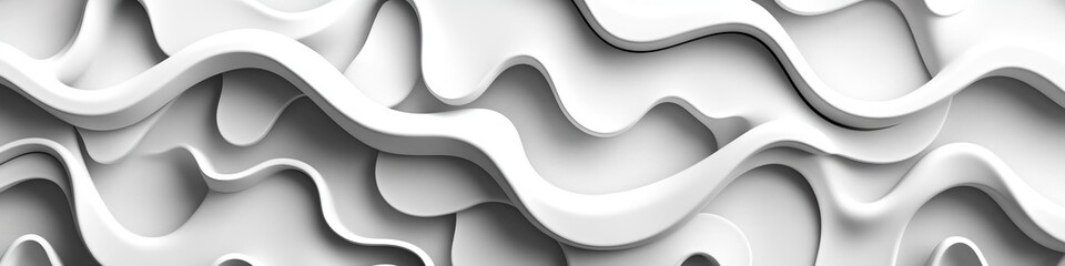 Poster - Elegant 3D Wave Texture Pattern in Soft White, Perfect for Light and Shadow Designs, Text Placement