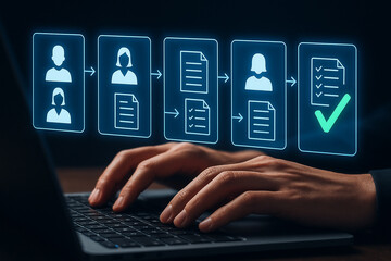 Fototapete - Streamline workflow automation online process management software for business efficiency and task completion