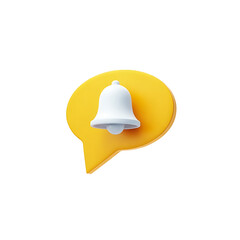 Poster - 3D Notification Bell on Yellow Speech Bubble on Transparent Background