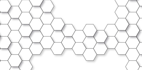 Fototapete - Background with hexagons. Abstract background with lines. white texture background. hexagon abstract background. Surface polygon pattern with glowing hexagon paper texture and futuristic business	