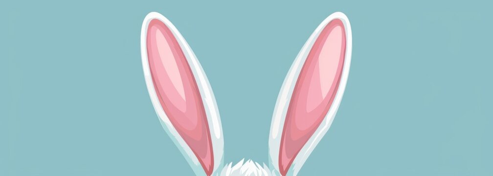 Easter banner with cute bunny ears on a pastel blue background