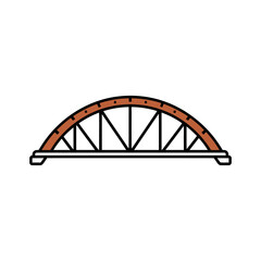 Arched bridge design spans open isolated white area backdrop