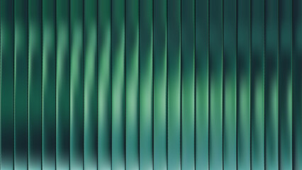Poster - Dark green ribbed glass texture with glossy vertical waves. Frosted ribbed background with gradient effect. 3D lines and light create vertical premium corrugated reed metal and fluted waves.