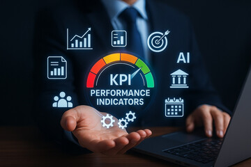 Poster - Kpi performance indicators business strategy and metrics dashboard tracking and management solutions