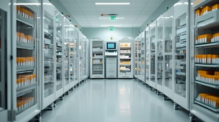 Autonomous robotic arms carefully manage and scan a vast array of samples inside a highly organized climate controlled laboratory facility
