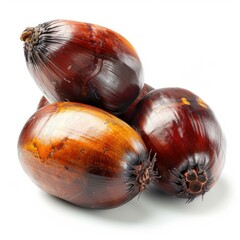 Poster - Close up of roasted nipa palm fruit, showcasing its rich brown color and unique texture, isolated on a white background