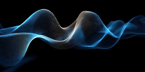 Poster - Detailed representation of a sound wave with smooth curves in vibrant blue and contrasting tones, capturing audio movements in a digital format