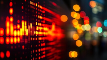 Poster - Dynamic Stock Market Visualization with Upward Trends and Bokeh Lights for Market Growth Insights