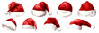 © Anna - Vector illustration of  festive collection of watercolor Santa hats in different shapes and angles on white background