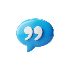 Poster - Blue Speech Bubble with Quote Marks on Transparent Background