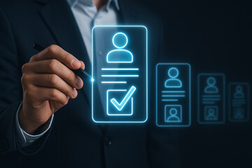 Poster - Hr recruitment process human resources management candidate selection job application hiring concept process