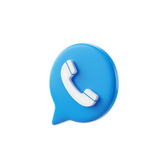 Poster - Blue Phone Icon in Speech Bubble on Transparent Background