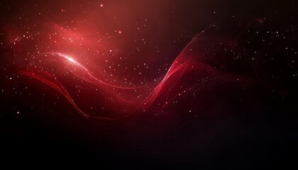 Poster - Vibrant Scarlet Swirls and Radiant Light Streams in Deep Space with Red Energy Waves and Stardust