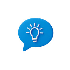 Poster - Blue Speech Bubble with Light Bulb Icon on transparent background