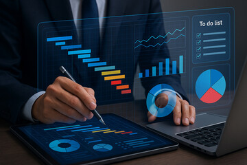Poster - Project management software gantt chart business analytics dashboard data visualization tools and planning strategy