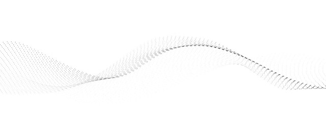 Poster - Abstract halftone flowing dots wave curved lines, frequency sound, technology curve dots lines. Digital future technology concept, science, banner, template, wallpaper, business, games. 