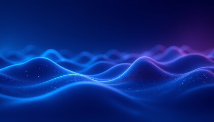 Poster - Glowing blue wave pattern with smooth curves and soft light