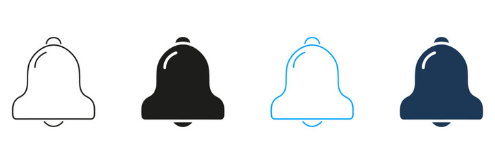 Fototapete - Bell Notification Line And Solid Icon Set. Alert And Reminder Symbol Collection. Communication And Notification System Design. Isolated Vector Illustration