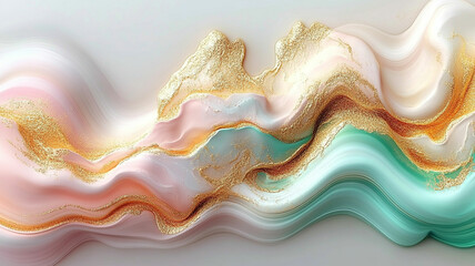 Wall Mural - modern artistic background with gentle undulations. luxurious liquid effect with metallic glitter.