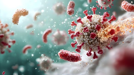 Poster - Detailed microscopic image showing the intricate and complex structure of a virus highlighting the importance of scientific research and understanding in addressing infectious diseases