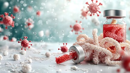 Poster - A scientific image depicting the visualization of protein folding in the process of designing optimal antigens for vaccine development