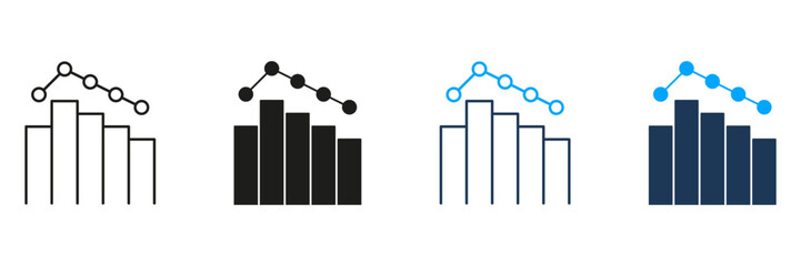 Fototapete - bar chart with line graph trend line and solid icon set. data analysis, financial performance, and b