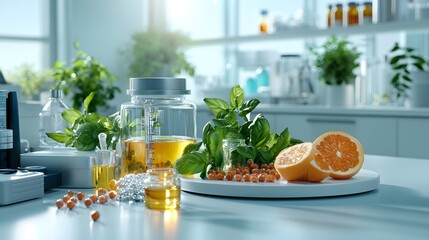 Poster - A well equipped and sterile research laboratory filled with scientific instruments beakers and other equipment used for analyzing and developing various medicines and compounds