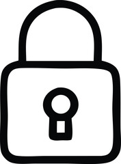 Poster - Simple black outline drawing of a padlock with a keyhole representing security protection and privacy in a clean minimalist style