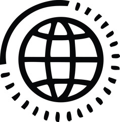 Fototapete - Stylized black and white globe icon with a circular arrow and dashed outer ring representing global connectivity or network