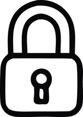 Poster - A simple black and white doodle of a padlock with a keyhole symbolizing security and protection in a minimalist style