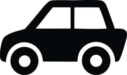 Poster - Simple black silhouette of a modern car with two doors and four wheels isolated on a white background