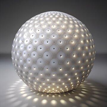 A glowing sphere with a dotted pattern emits a soft light