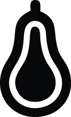 Poster - Stylized black and white outline of a pear fruit with a thick border and a smooth rounded shape against a white background