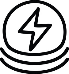 Poster - A simple black and white hand drawn icon depicting a lightning bolt inside a circle with radiating waves below