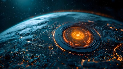 Poster - This image depicts a simulation of satellite data integrated into a virtual model of the Earth