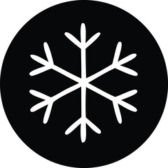 Poster - A simple white snowflake icon with six points is displayed prominently on a solid black circular background