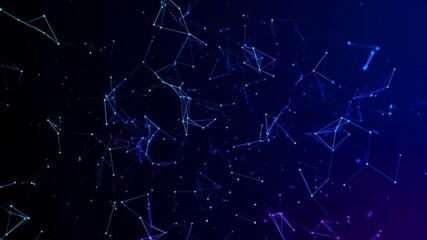Poster - Abstract network with blue nodes and lines