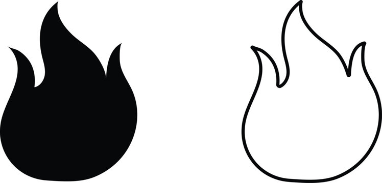 Flame, fire. The icon is isolated on a white background