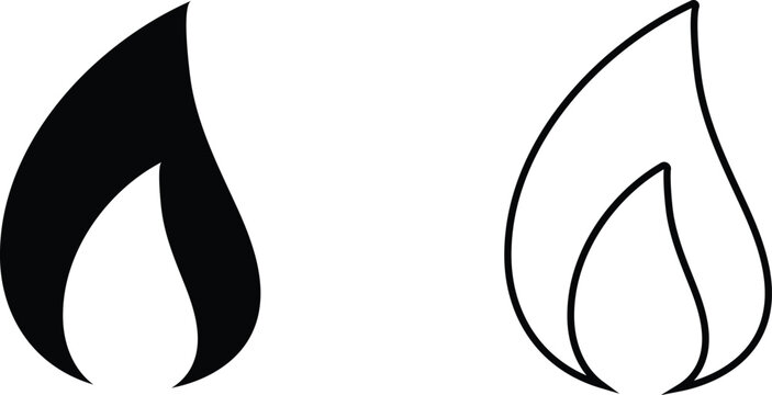 Flame, fire. The icon is isolated on a white background