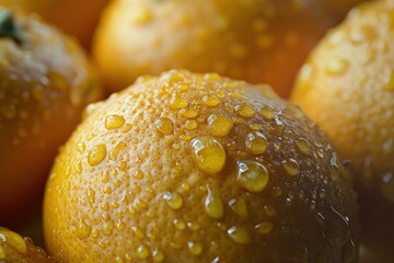 Poster - Fresh mandarin oranges glistening with water droplets create a vibrant and juicy still life