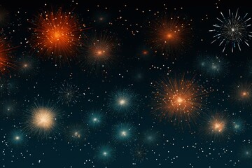 Poster - Colorful fireworks exploding in the dark night sky during a celebration