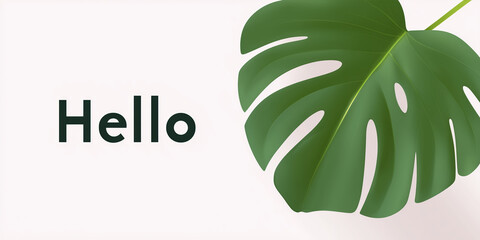 Aufkleber - Green monstera leaf with vibrant texture and intricate details, positioned against a soft pastel background, creating a fresh and modern aesthetic for design purposes