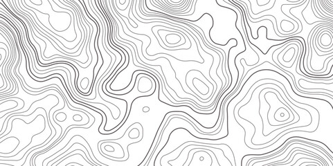 Poster - Abstract topographic map contour, white background and black wave lines pattern texture. geographic contour map grid backdrop paper texture. terrain path isolated on a background.